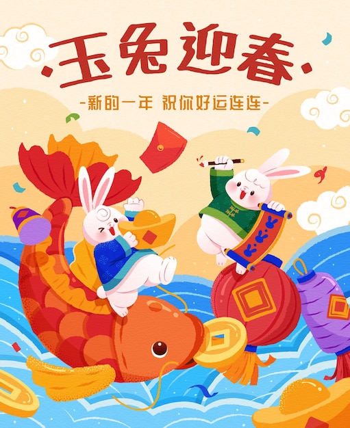 Cny year of rabbit greeting card