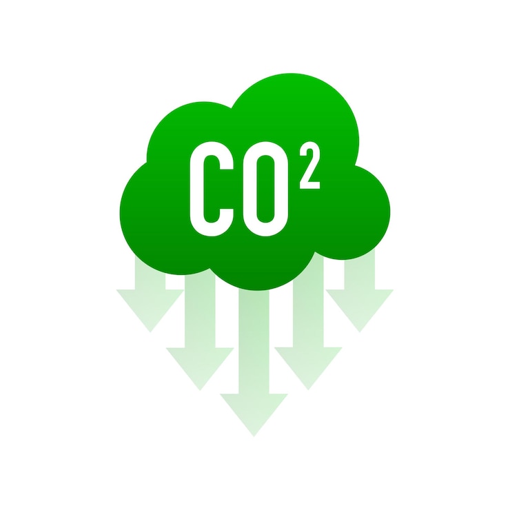 वेक्टर co 2 emissions in flat style on green background simple vector illustration