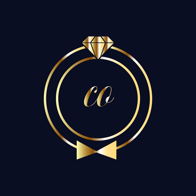Design del logo co monograms, gioielli, modello vettoriale per matrimoni