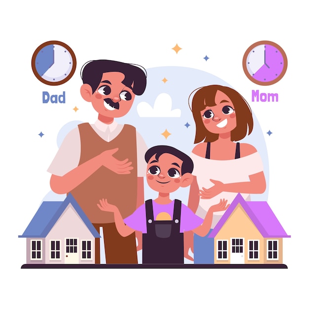 co-parenting hand drawn illustration
