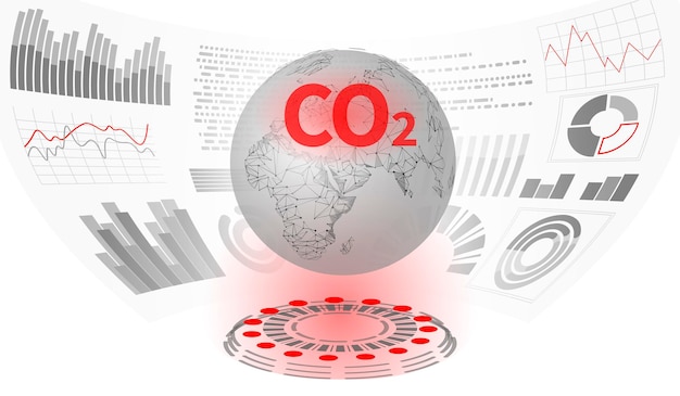 Inquinamento atmosferico da co2 pianeta terra. grafico crescente dei danni