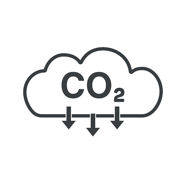 Co2 구름 아이콘입니다. 탄소 배출 감소 아이콘입니다. 환경에 대한 설명에 적합한 이 디자인