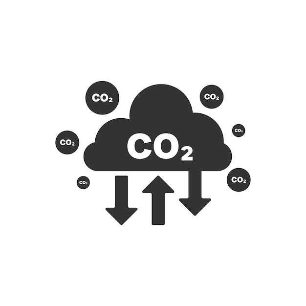 ベクトル co2 クラウド アイコン 矢印 炭素二酸化物 排出 ベクトル アイコン