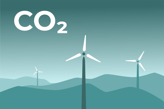 Co2-compensatie en co2-gasreductie windkrachtcentrale illustratie