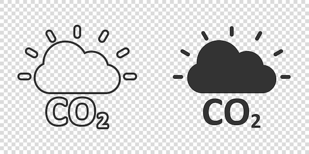 Вектор Икона выбросов co2 в плоском стиле иллюстрация вектора бедствия облака на белом изолированном фоне бизнес-концепция знака окружающей среды