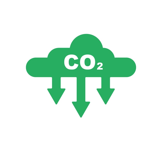 Icona di riduzione delle emissioni di co2 anidride carbonica vector flat