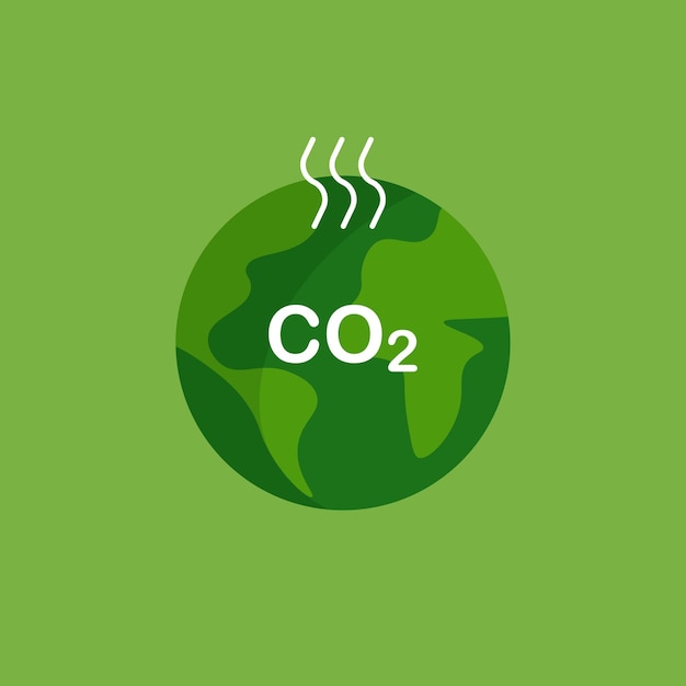 Vettore emissioni di co2 salvare la terra dai cambiamenti climatici riduzione delle emissioni di carbonio e impronta zero di anidride carbonica
