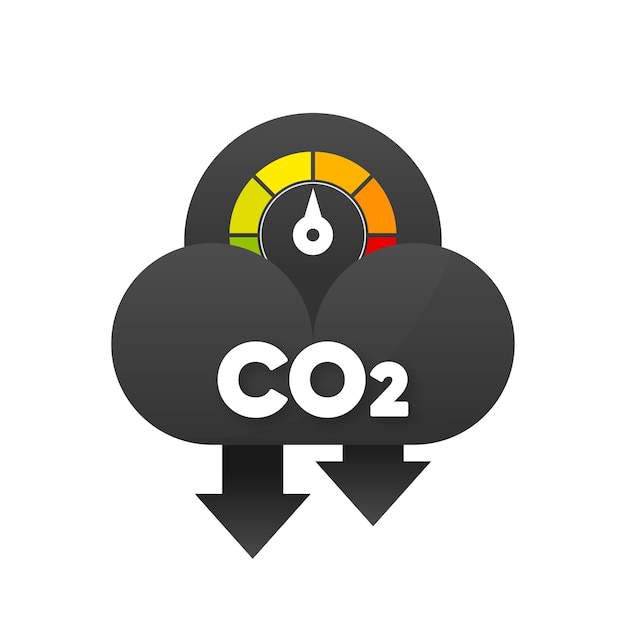 Emissioni di co2 nell'icona della nuvola isolata su sfondo bianco simbolo della formula dell'anidride carbonica concetto di inquinamento da smog illustrazione vettoriale