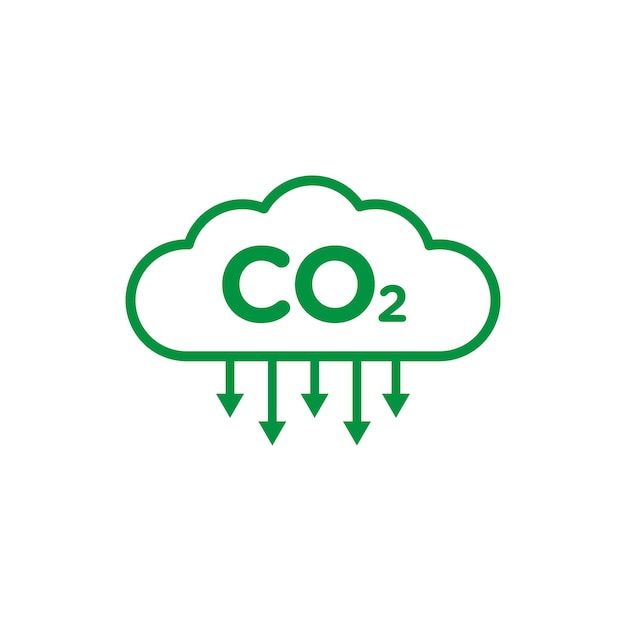 이산화탄소 배출 터 상징은 검은색으로 채워지고 윤이있는 스타일의 CO2 감소 표시입니다.