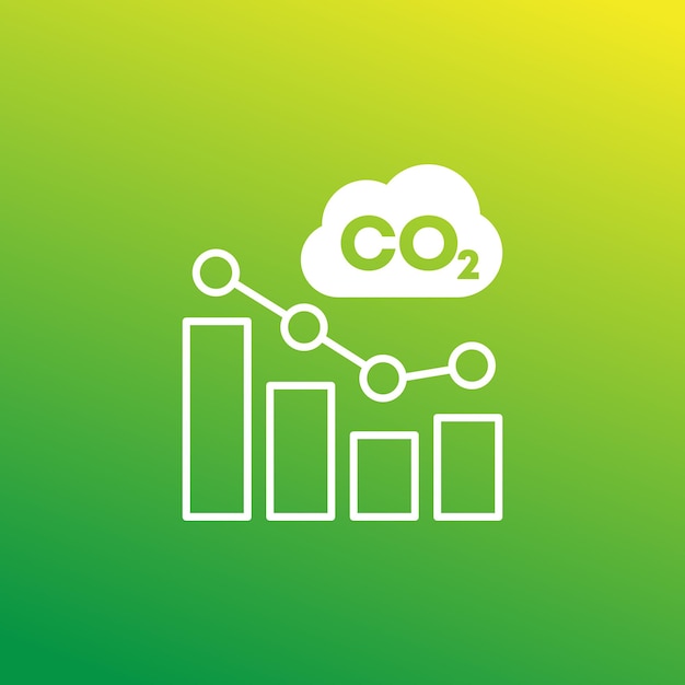 Co2-gas, pictogram voor vermindering van de CO2-uitstoot met een grafiek