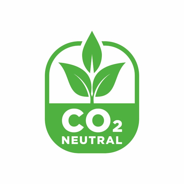 CO2-neutraal groen ruw getextureerde stempel CO2-uitstoot gratis geen luchtvervuiling industriële productie milieuvriendelijk geïsoleerd teken