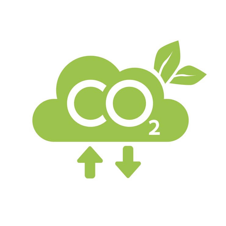 वेक्टर co2 neutral icon carbon gas emission reduction green labels ecology environment air pollution improvement concept flat vector illustration