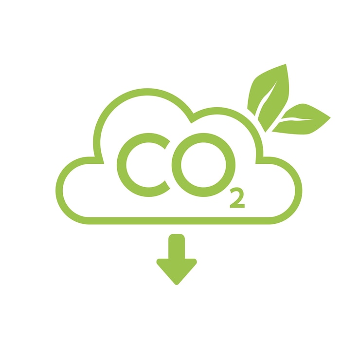 वेक्टर co2 neutral icon carbon gas emission reduction green labels ecology environment air pollution improvement concept flat vector illustration