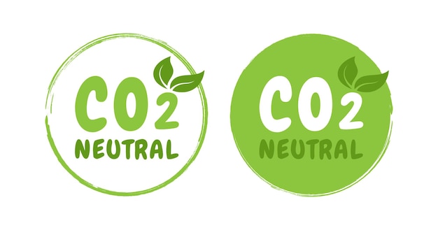 CO2 neutral labels Zero carbon footprint carbon emissions free ecofriendly production Vector graphic design