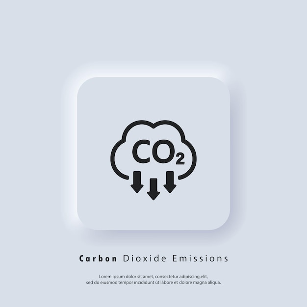 Co2-pictogram. Kooldioxide-emissiepictogram of logo. CO2 uitstoot. Vector EPS 10. Neumorphic UI UX witte gebruikersinterface web knop. neumorfisme