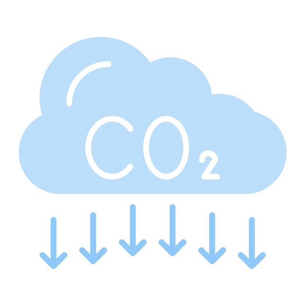 Глиф загрязнения CO2, сплошная черная иллюстрация
