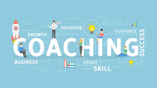 Vettore illustrazione del concetto di coaching idea di abilità e miglioramento della strategia