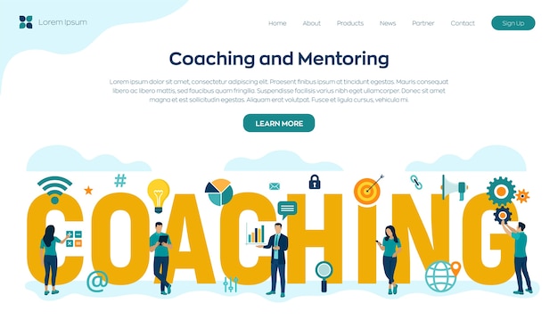 Coaching en mentoring concept. persoonlijke ontwikkeling. onderwijs en e-learning. webinar, online trainingen. zakelijk onderwijs.