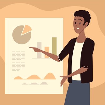person presenting clipart Vector coaching man charts in board