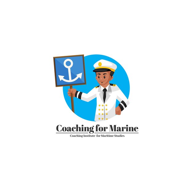 Coaching per il modello di logo della mascotte vettoriale marino