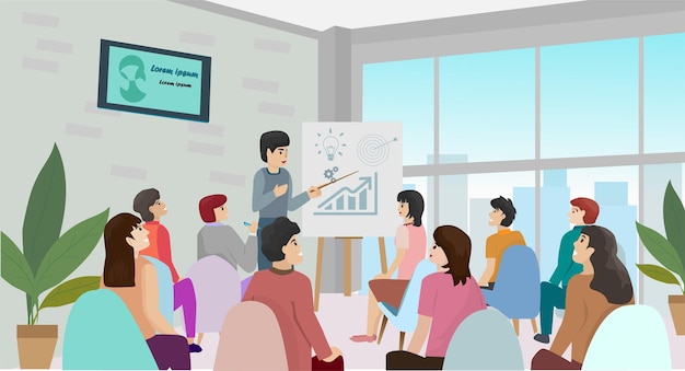 coaching and mentoring ideas selfdevelopment online training courses corporate education company workshop vector illustration with icons and characters