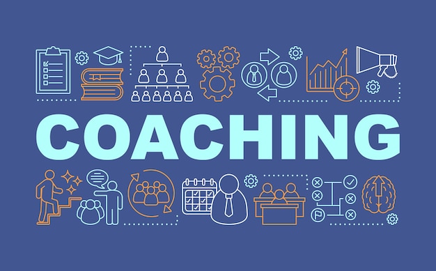 Vettore banner di concetti di parole di coaching