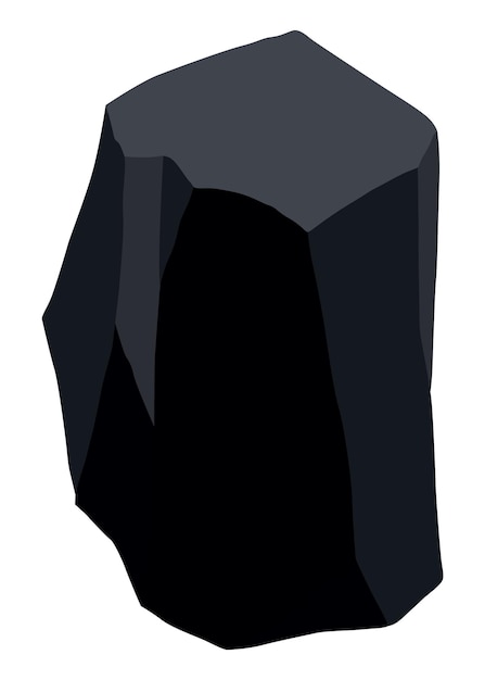 Угольные черные минеральные ресурсы Кусочки ископаемого камня Многоугольная форма Черный каменный камень из графита или древесного угля Значок древесного угля энергетических ресурсов