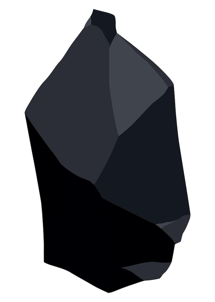 Vector coal black mineral resources pieces of fossil stone polygonal shape black rock stone of graphite or charcoal energy resource charcoal icon