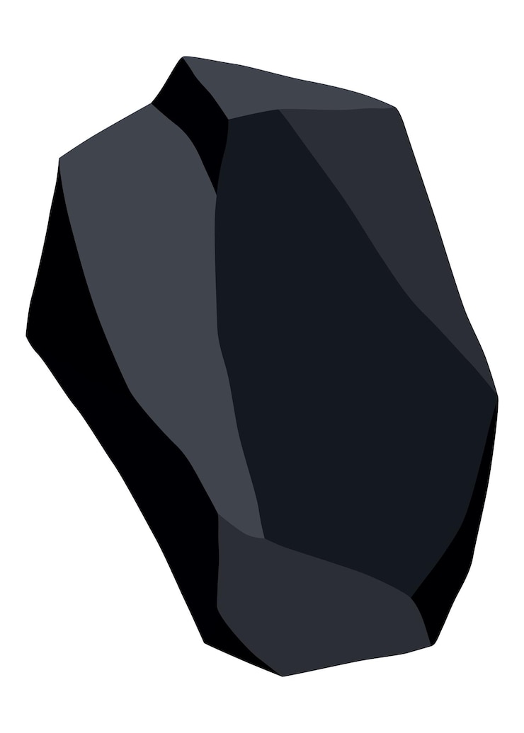 Vector coal black mineral resources pieces of fossil stone polygonal shape black rock stone of graphite or charcoal energy resource charcoal icon
