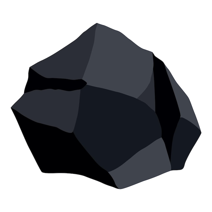 Vector coal black mineral resources pieces of fossil stone polygonal shape black rock stone of graphite or charcoal energy resource charcoal icon