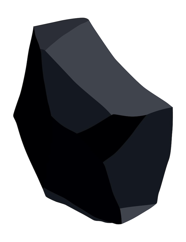 Vector coal black mineral resources pieces of fossil stone polygonal shape black rock stone of graphite or charcoal energy resource charcoal icon