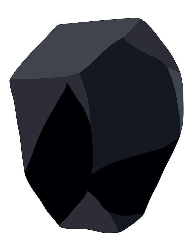 Vector coal black mineral resources pieces of fossil stone polygonal shape black rock stone of graphite or charcoal energy resource charcoal icon