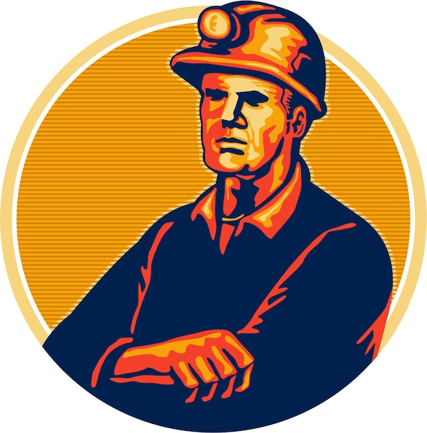 Coal Miner Arms Folded Retro