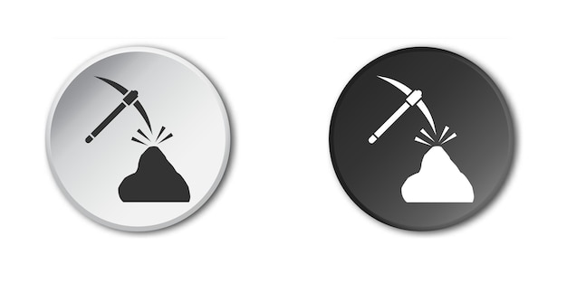 Coal and pickaxe Pile of charcoal icon Mining icon Flat vector illustration