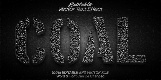 Вектор Угольный вектор текстовый эффект редактируемый алфавит черное промышленное топливо