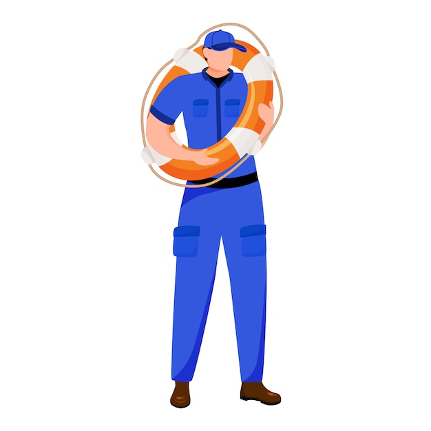 Vector coast guard flat  illustration. maritime security. safety equipment. marine lifeguard isolated cartoon character on white background