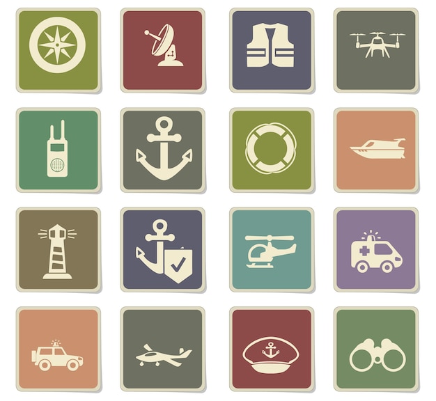 Coast guard vector icons for user interface design