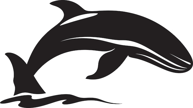 Прибрежная каденция эмблемы кита Дизайн волновой шепот Иконический вектор кита