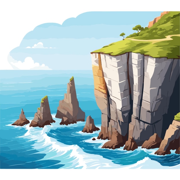 Coastal scenery vector on a white background