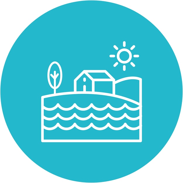 Coastal Village Vector Illustration Style