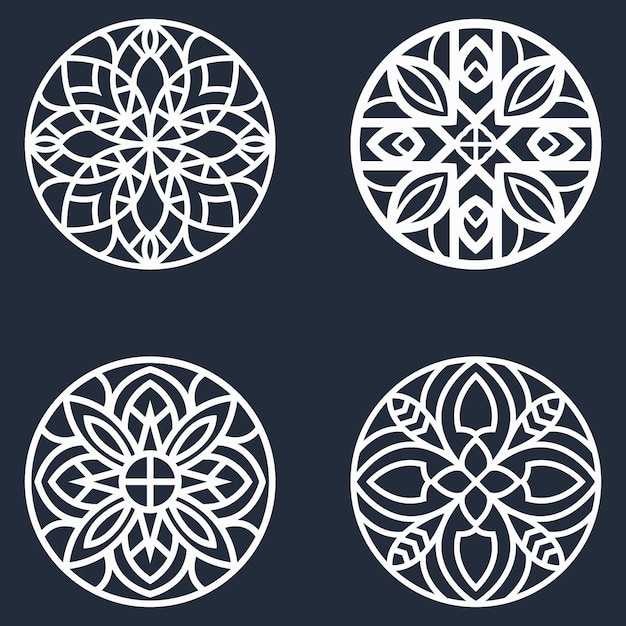 Coaster set, round templates for laser cutting or printing