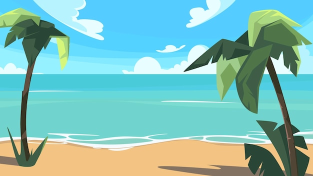 Vector coastline with palm trees