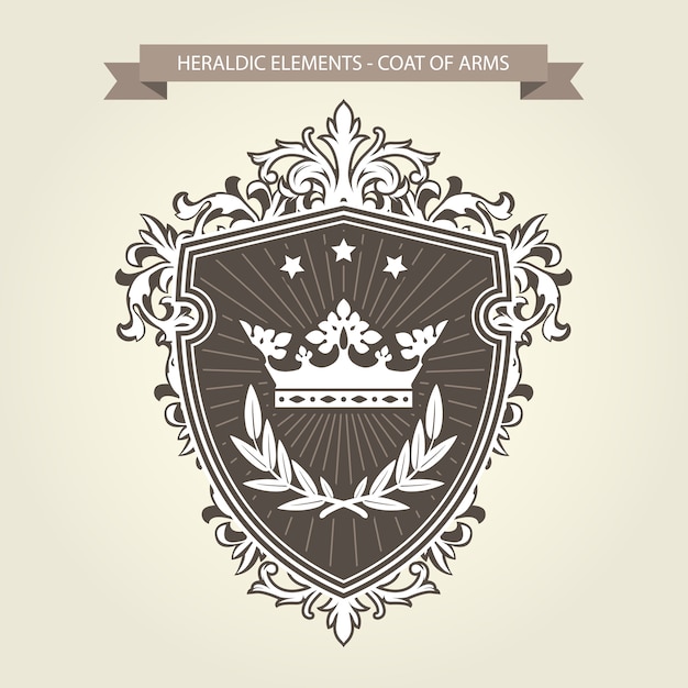 Vettore stemma - araldica medievale, scudo e corona