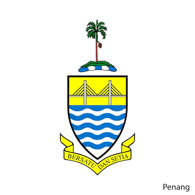 Coat of Arms of Penang is a Malaysian region Vector emblem