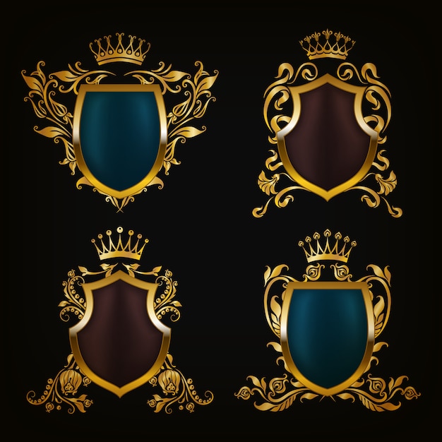 Vector coat of arms set decorative shields