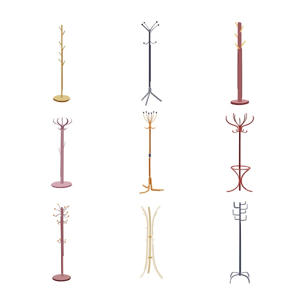 Coat rack set cartoon vector illustratie