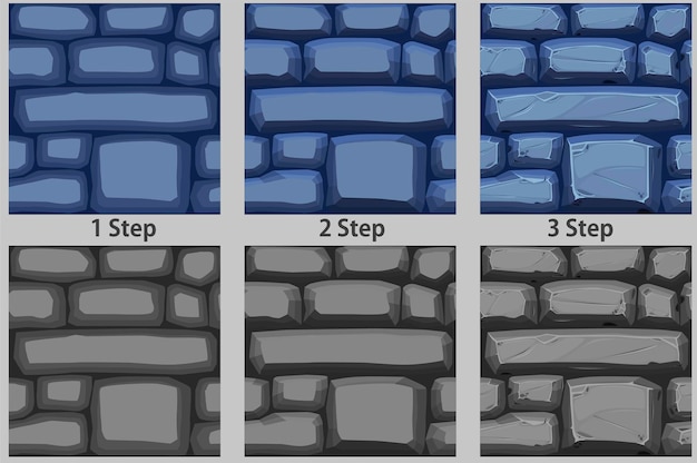 Vettore cobble pietre modello senza soluzione di continuità, disegno passo dopo passo pavimentazione in pietra per la carta da parati.