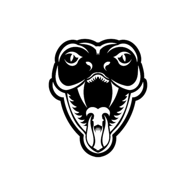 Cobra gezicht pictogram zwarte afbeelding. het embleem met koningscobra voor een sportteam. printontwerp voor t-shirt.