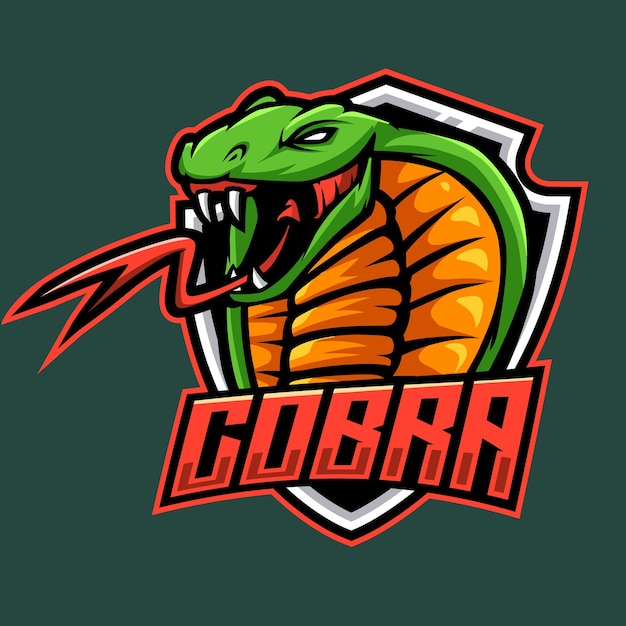 Logo della mascotte cobra e illustrazione sportiva