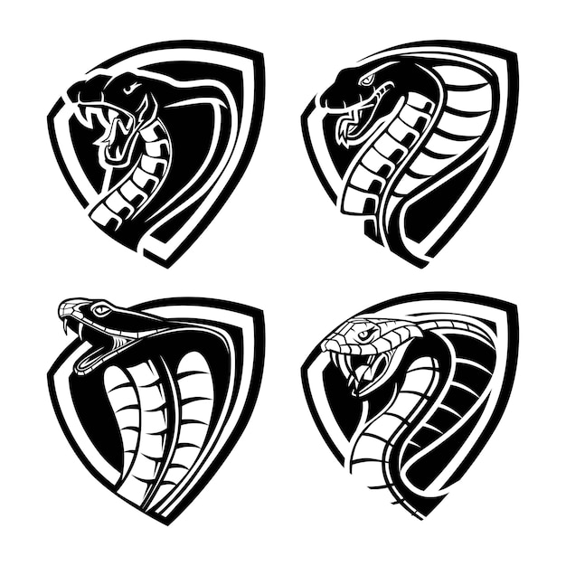 Vector cobra silhouette set vector logo design black and white